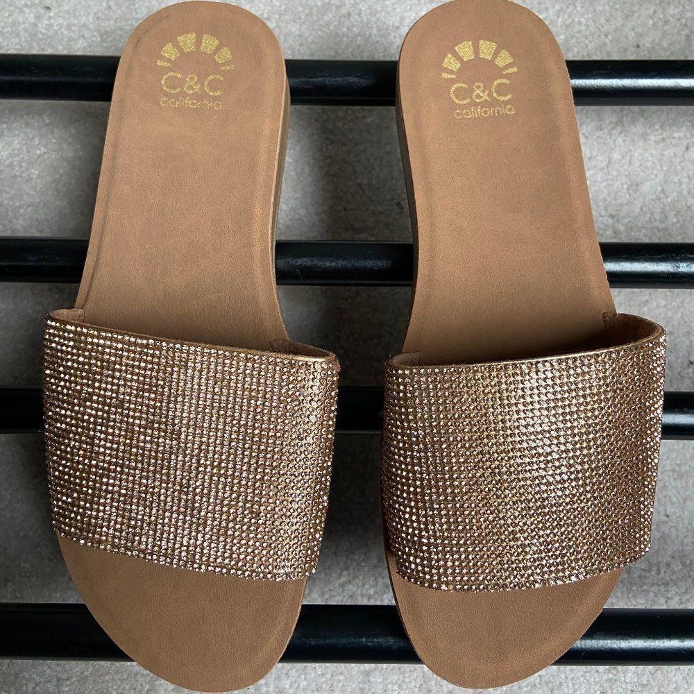 C & C California Flex One Rhinestone Sandals - NEW NWOB